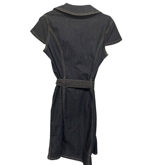 Drama Gold Denim Double-Breasted Button-Down Dress Belted Waist Size 9/10 - Picture 6 of 6